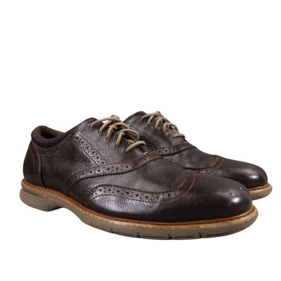 Bass Shoes Mens 10.5 Oxford Wingtip Classic Dress Propel Comfort Brown Leather - Picture 1 of 13